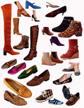 A variety of prints, plaids, and stripes adorn many shoe styles.